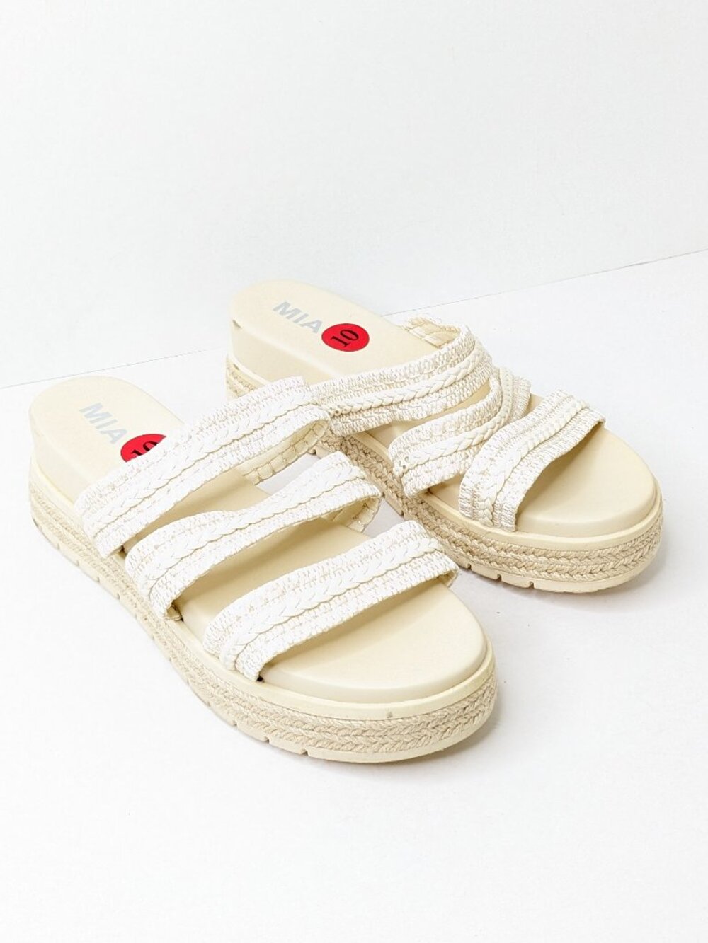 MIA Leomie Platform Slide Sandals Cream Women's 10